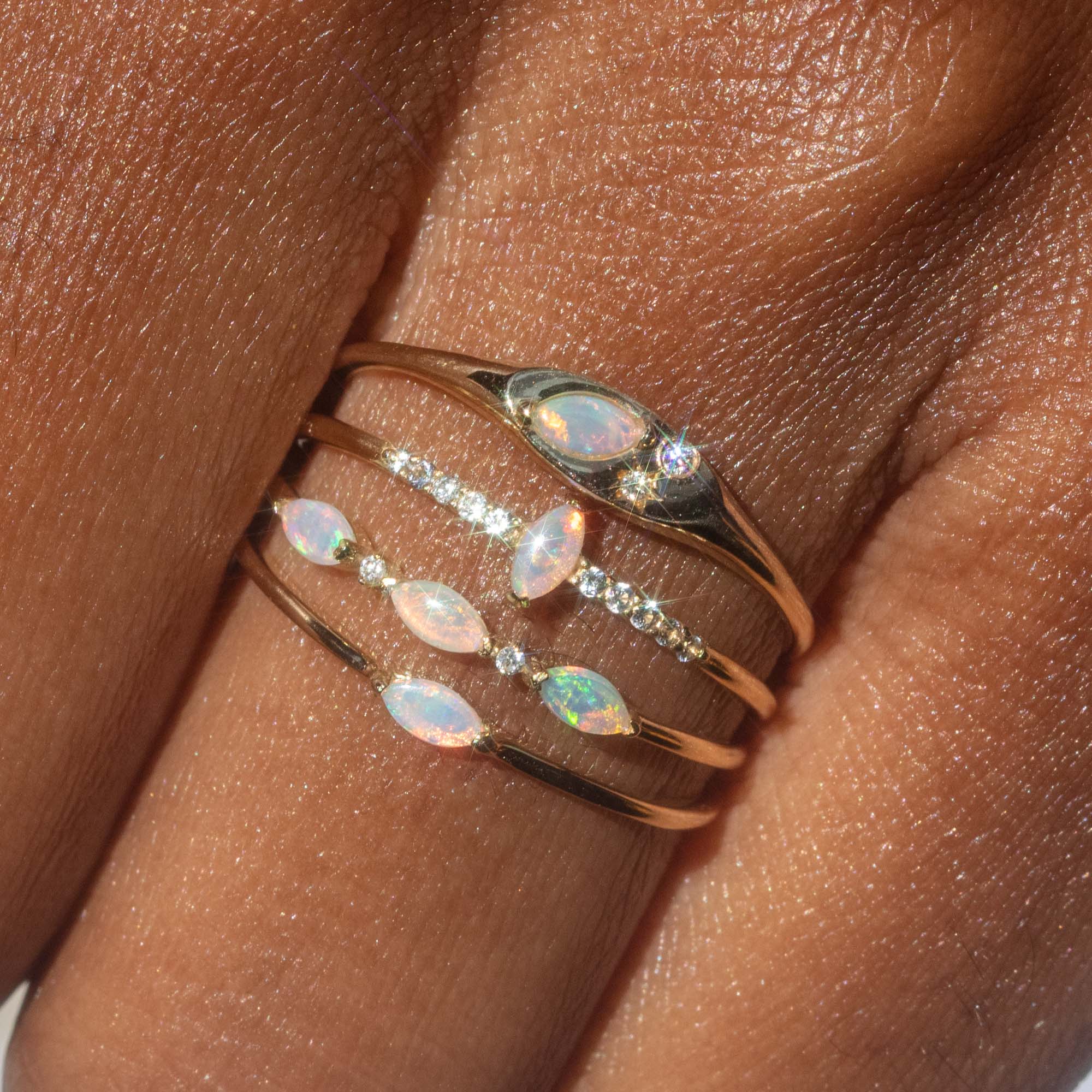 10K White Gold Created Opal Diamond Ring | Canada
